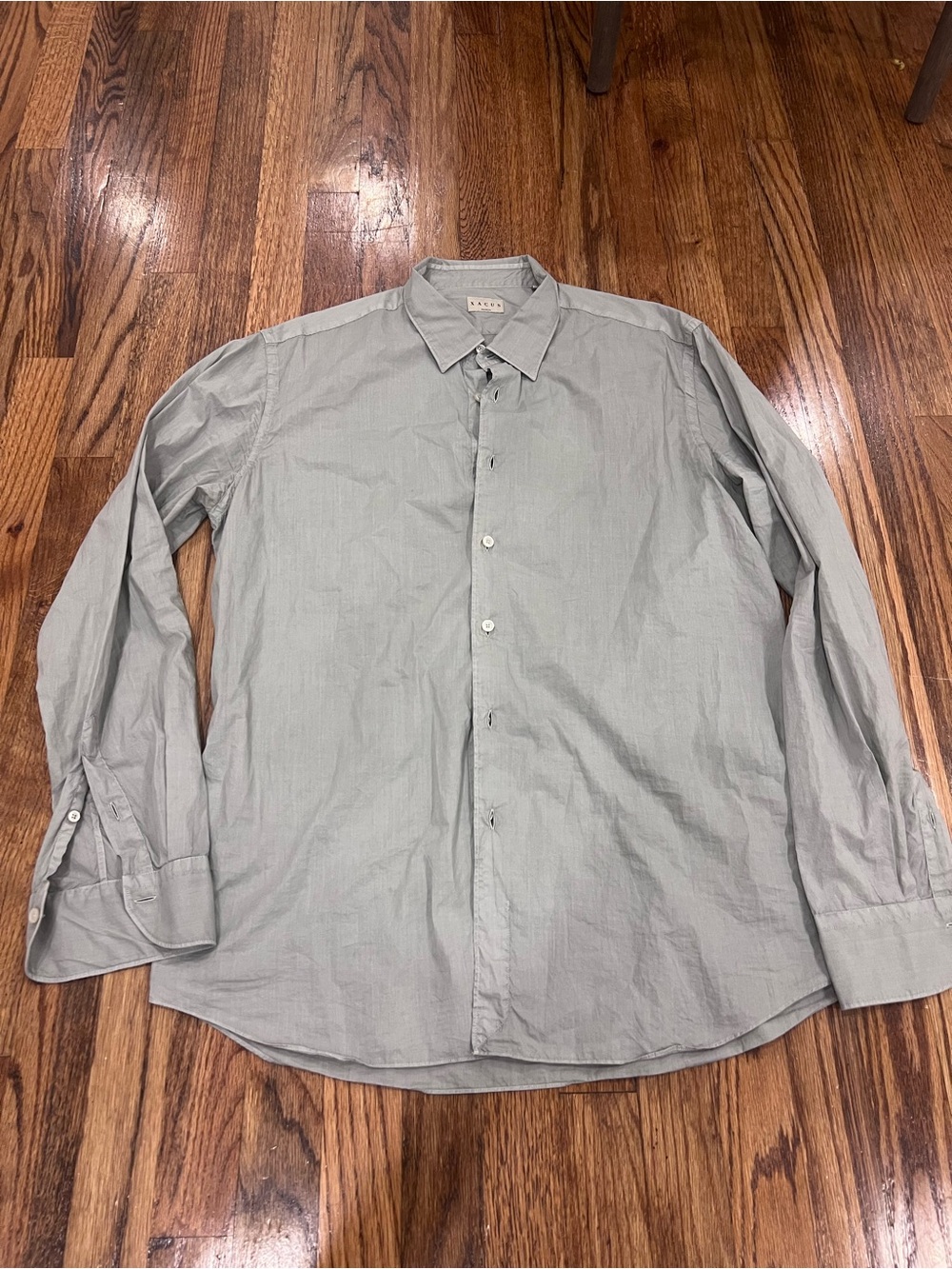 Xacus Men's Long Sleeve Button Down Shirt Tailored Cotton Dusty Green Size 17/43